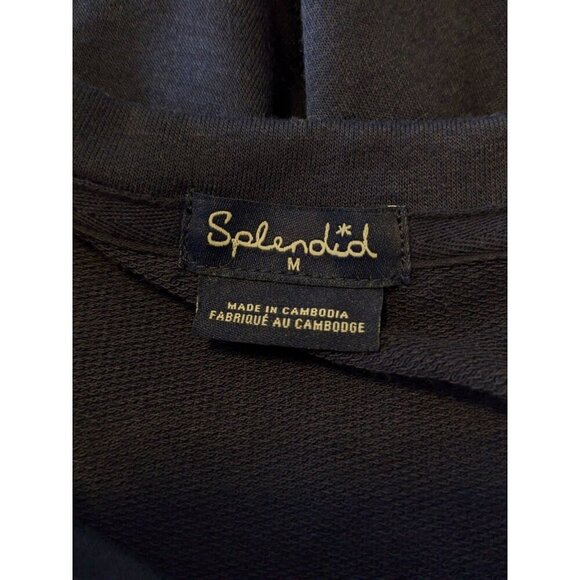 Splendid Henley Tunic Top Womens M Navy Blue Long Sleeve Ribbed Hem Side Splits - Picture 6 of 8